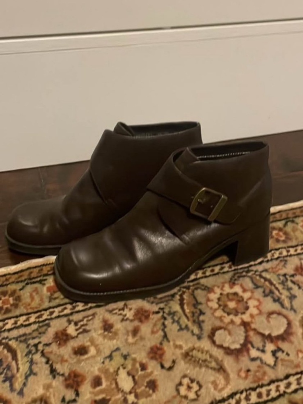 Women’s Dark Brown Leather Ankle Boot with Buckle